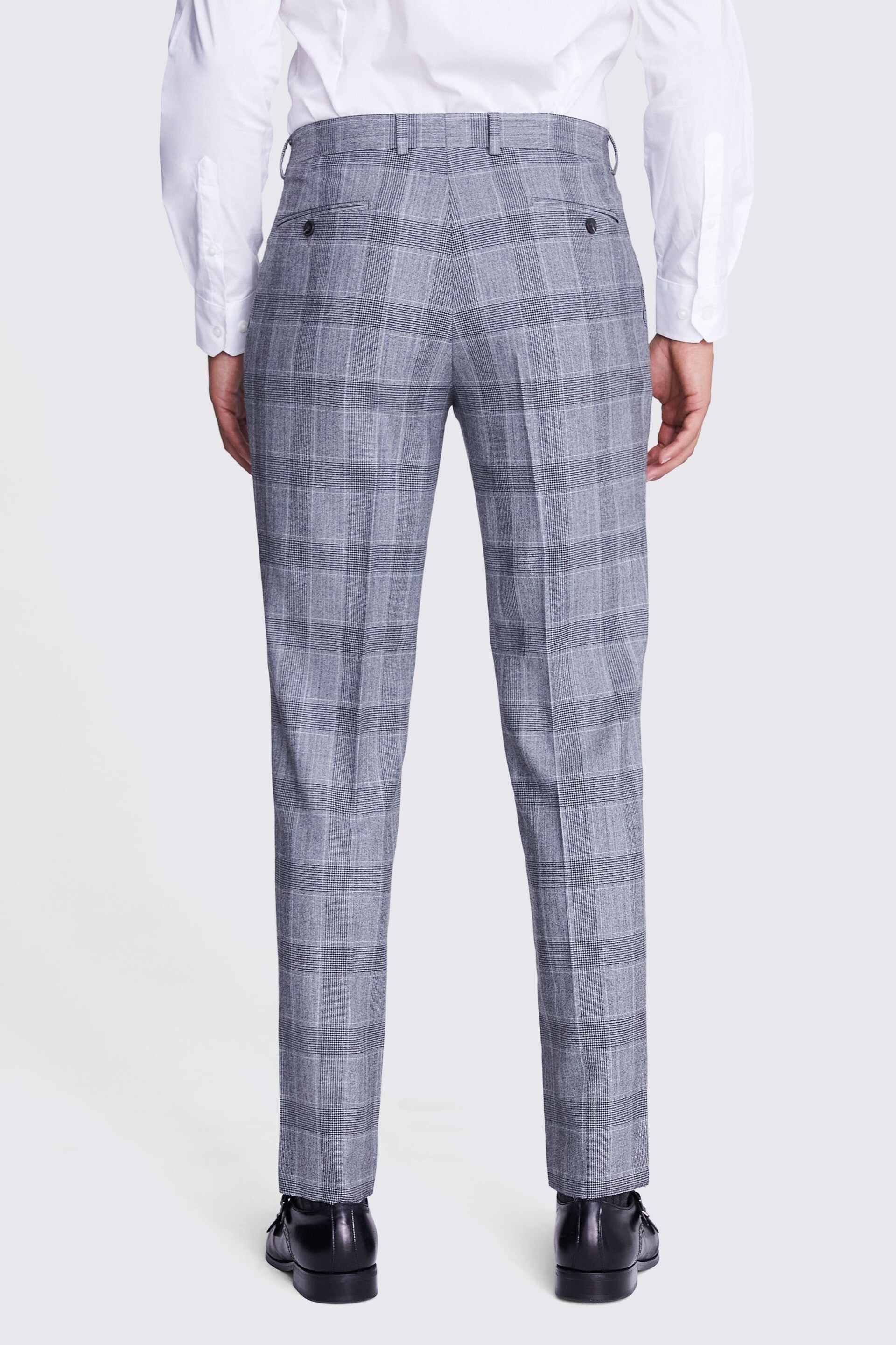 MOSS Grey Tailored Fit BW Check Trousers - Image 2 of 3