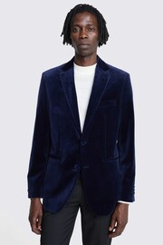 MOSS Blue Tailored Fit Velvet Jacket - Image 1 of 5