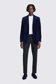 MOSS Blue Tailored Fit Velvet Jacket - Image 2 of 5