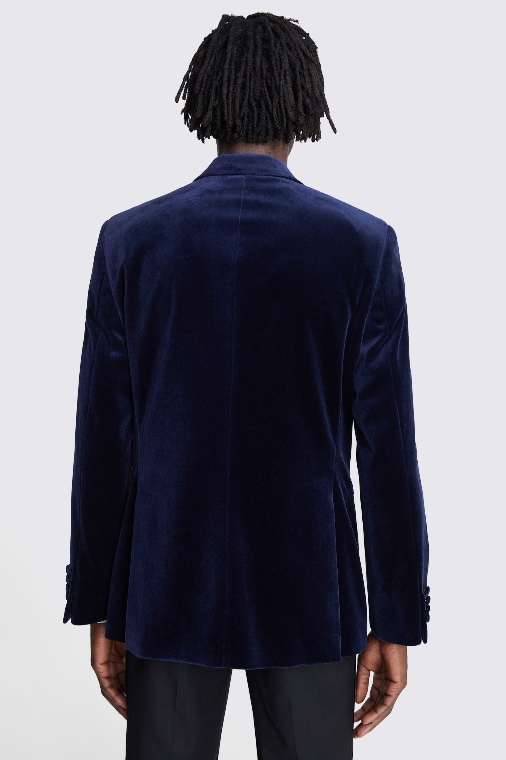 MOSS Tailored Fit Blue Velvet Jacket - Image 3 of 5