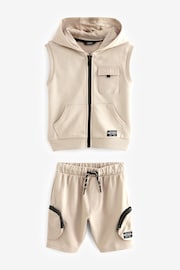 Beige Hoodie Gilet and Shorts Set (3mths-7yrs) - Image 8 of 10