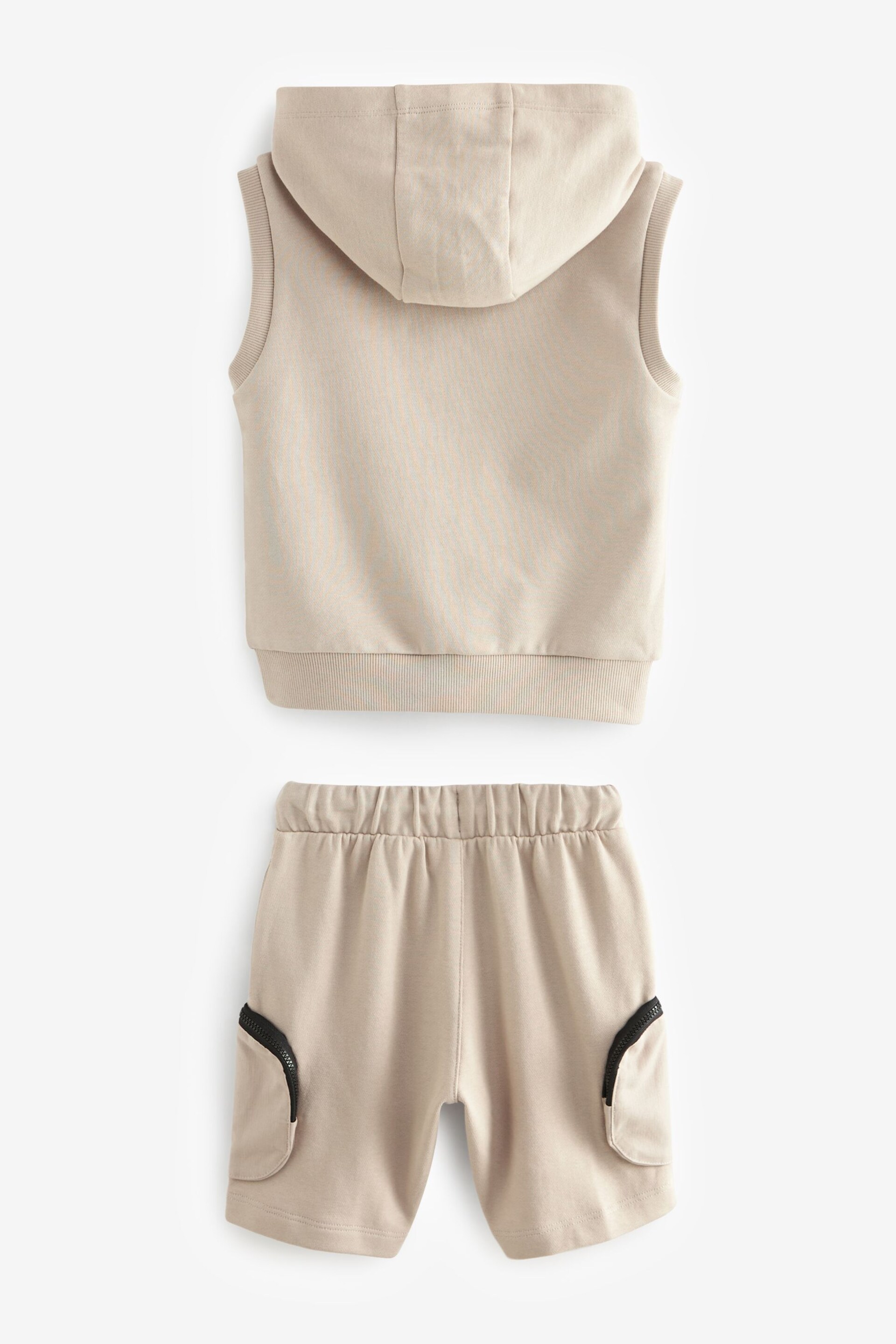 Beige Hoodie Gilet and Shorts Set (3mths-7yrs) - Image 9 of 10
