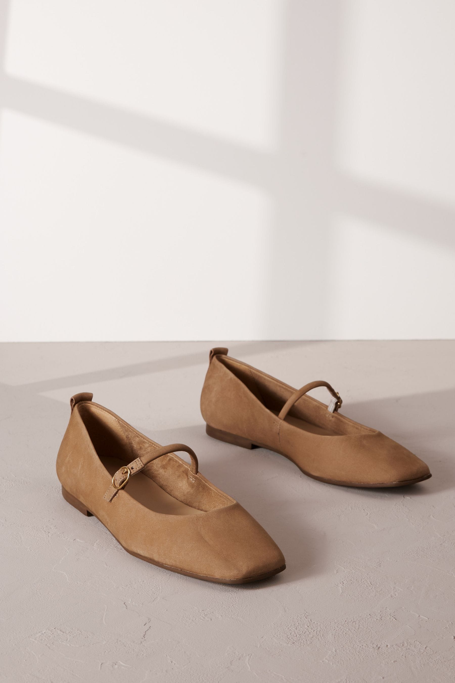 Buy Camel Signature Leather Mary Jane Flat Shoes from Next Luxembourg