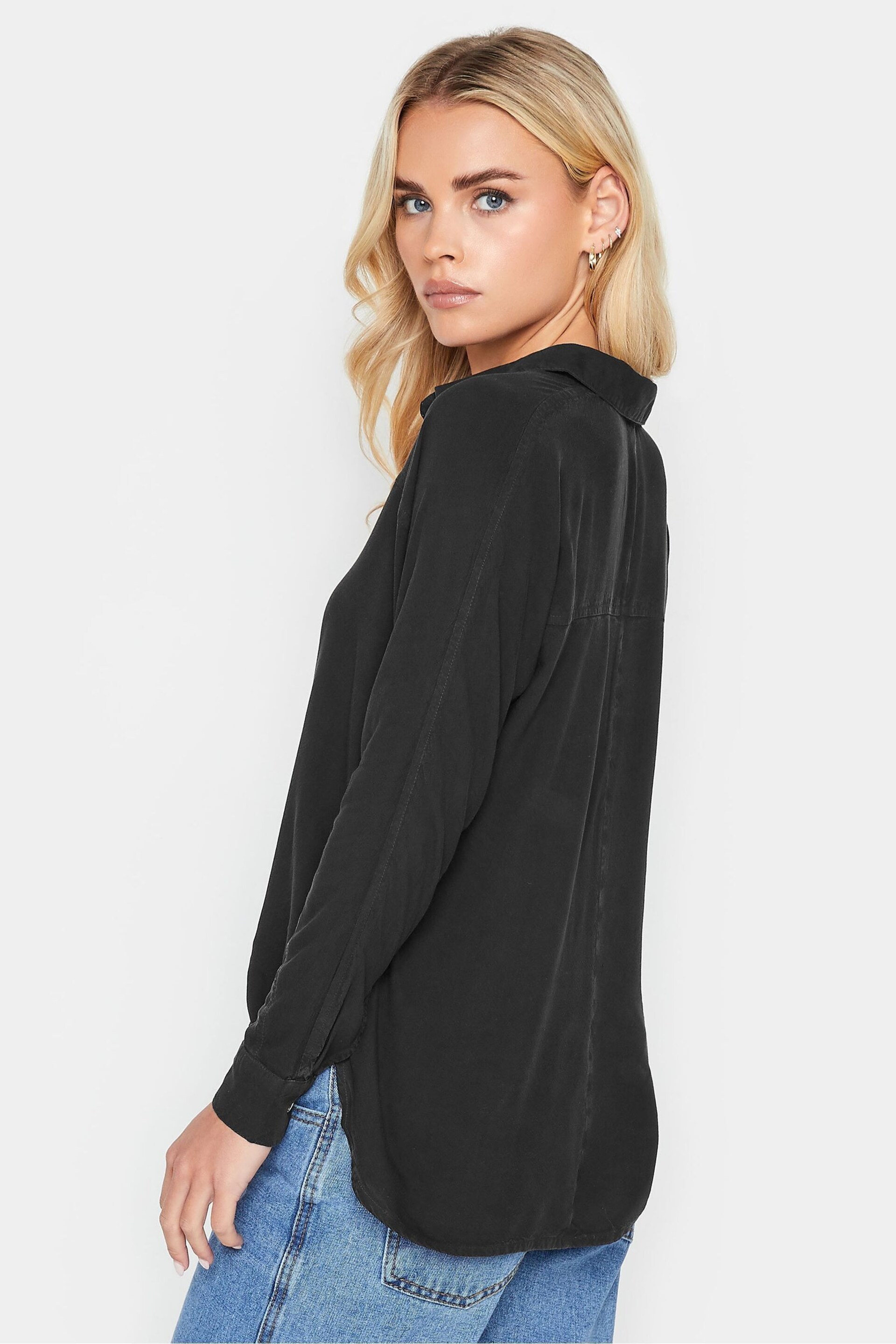 PixieGirl Petite Black Longsleeve Viscose Shirt - Image 2 of 4