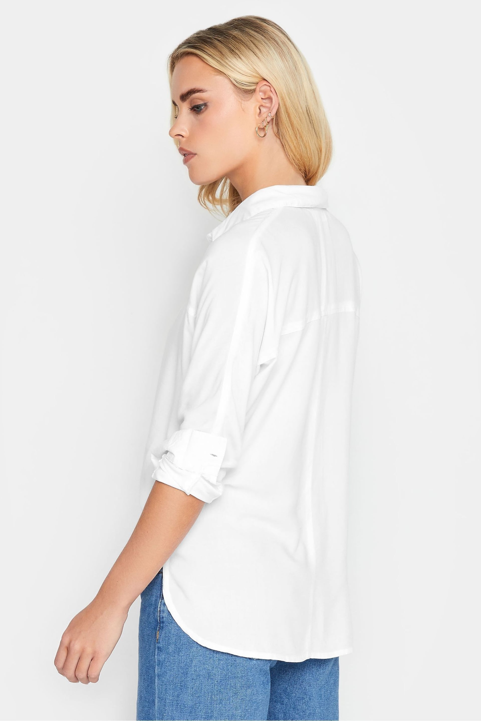 PixieGirl Petite White Longsleeve Viscose Shirt - Image 2 of 5