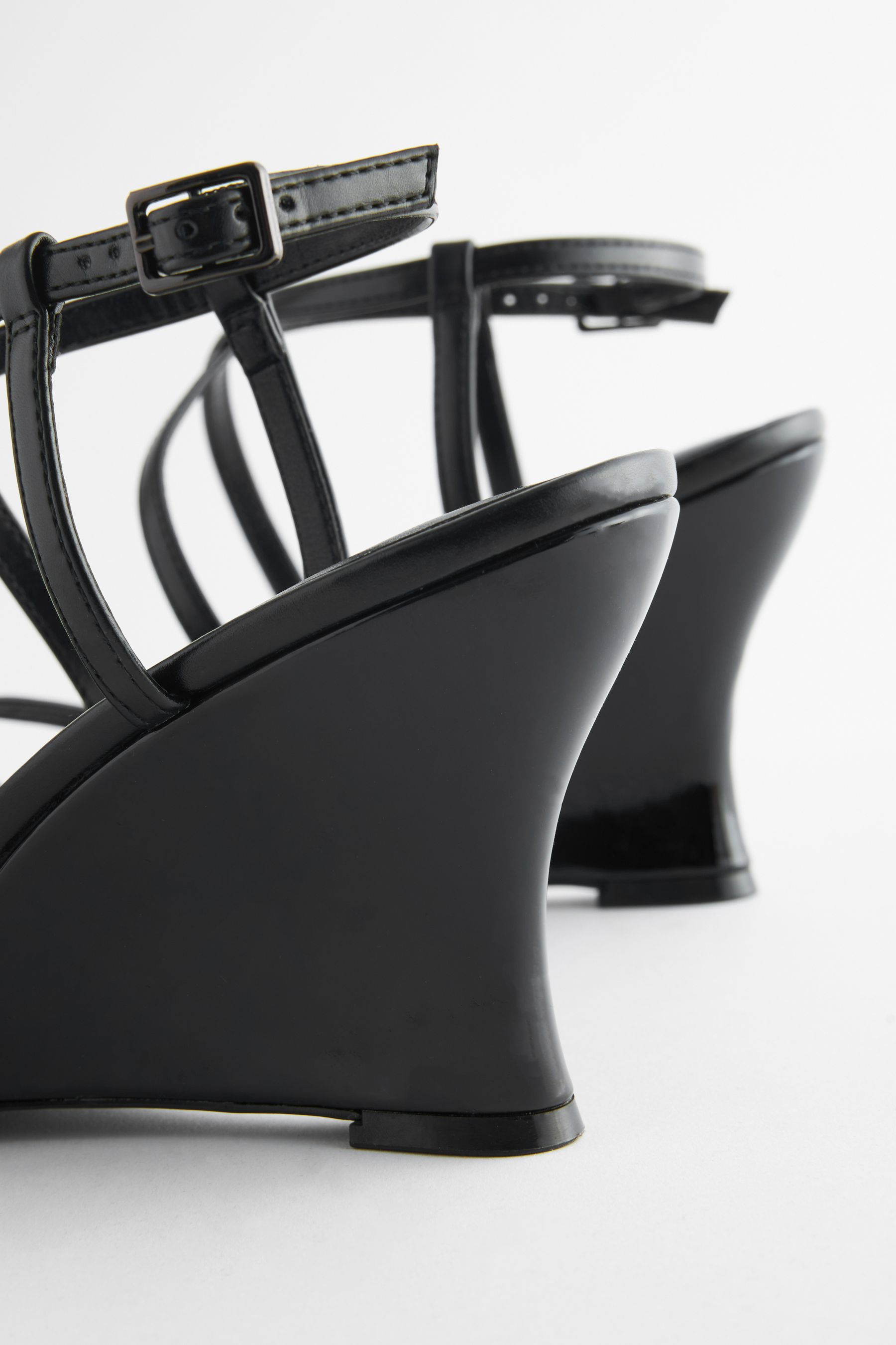 Black Forever Comfort Strappy Wedges