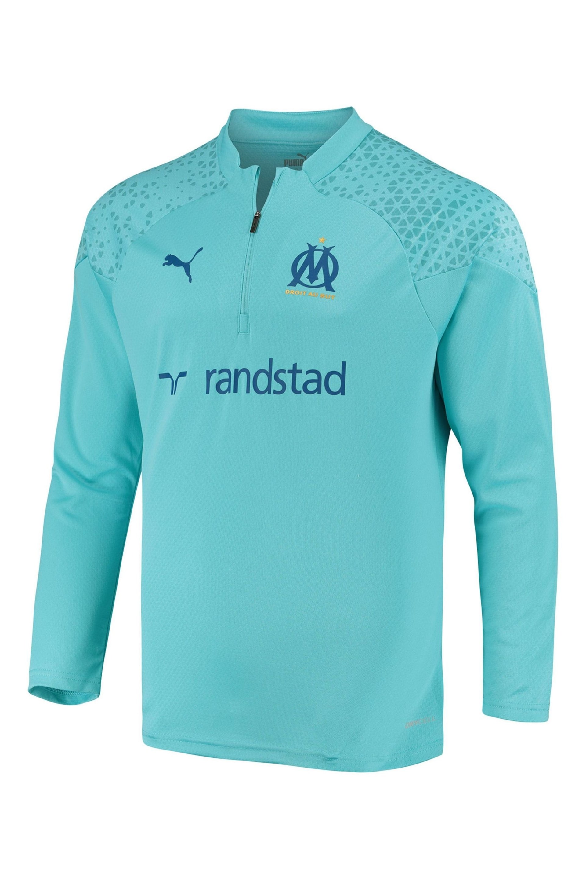 Puma Savoy Blue Olympique de Marseille Training 1/4 Zip Top Kids - Image 2 of 3