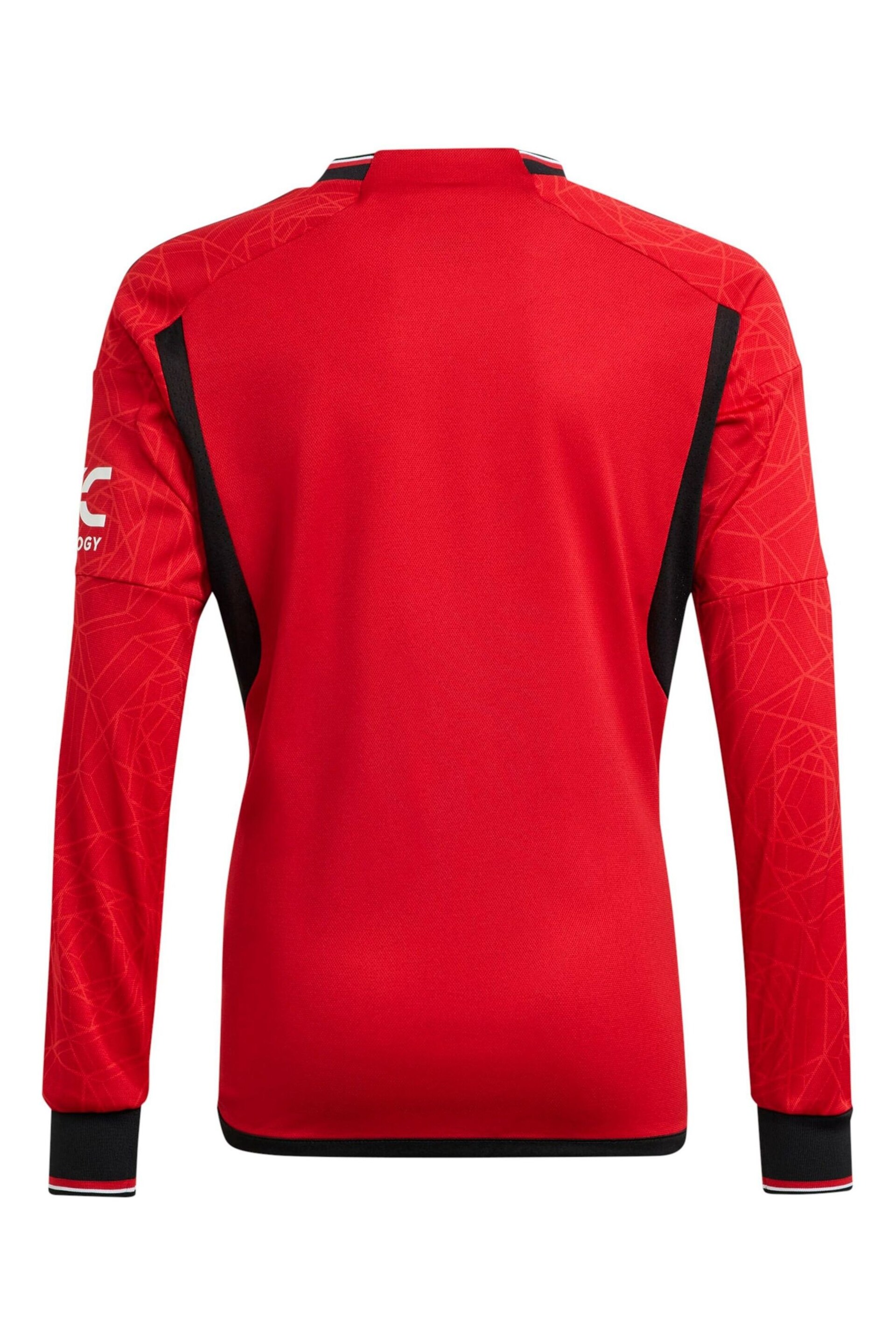 adidas Red Long Sleeve Manchester United Home Shirt 2023-24 - Image 3 of 3