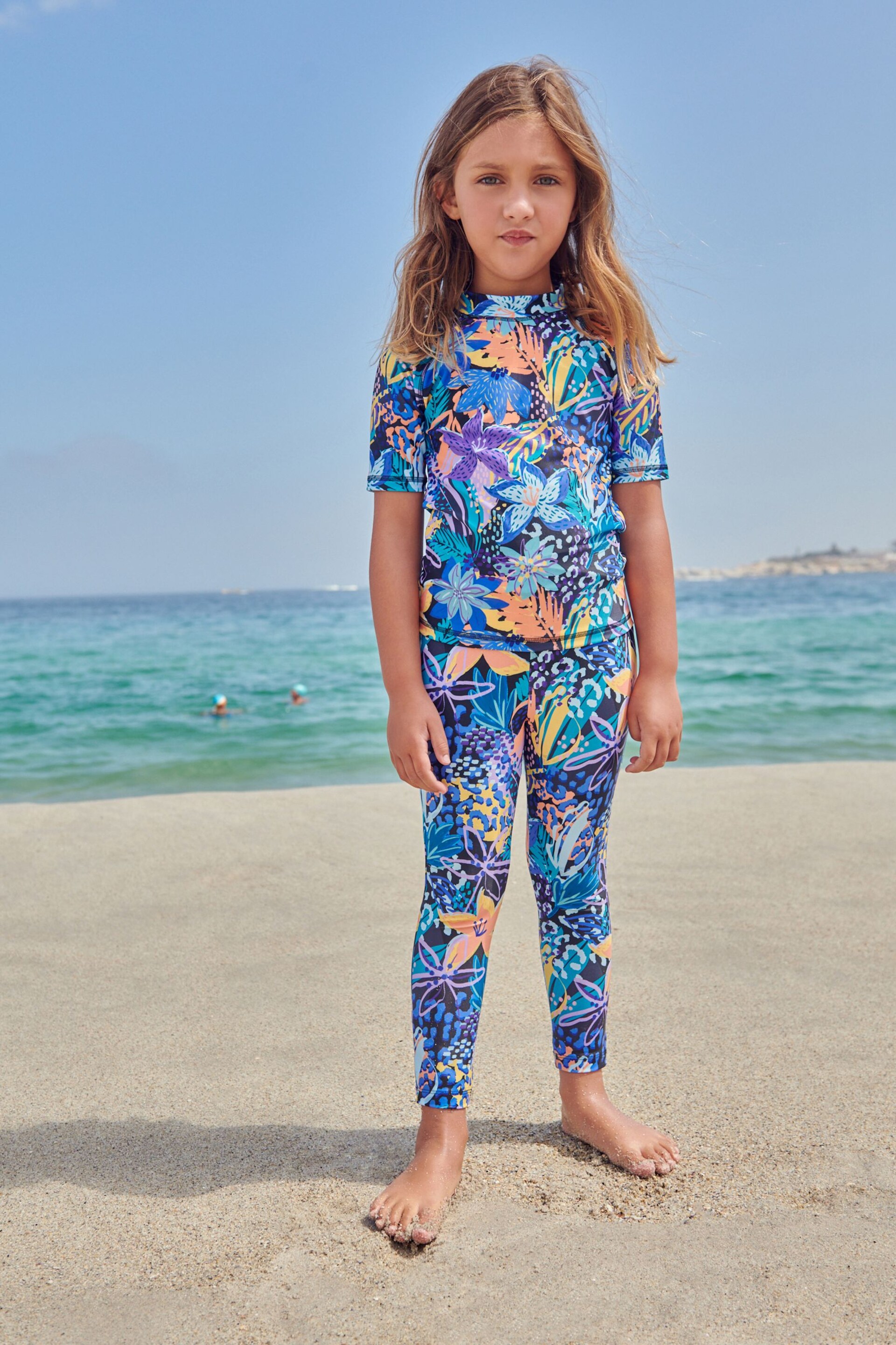 Purple Tropical Sunsafe Swim Leggings (3-16yrs) - Image 2 of 8