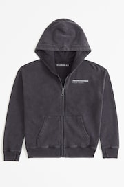 Abercrombie & Fitch Grey Zip-Through Logo Hoodie - Image 1 of 2
