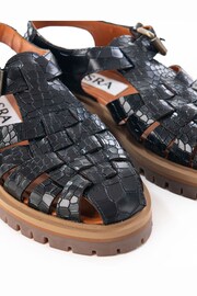 ASRA London Samo Croc Leather Gladiator Black Sandals - Image 3 of 3