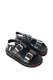 ASRA London Sami Croc Leather Studded Black Sandals - Image 4 of 4