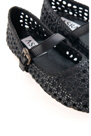 ASRA London Neve Woven Leather Strap Ballerina Black Shoes - Image 3 of 4