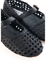 ASRA London Neve Woven Leather Strap Ballerina Black Shoes - Image 4 of 4