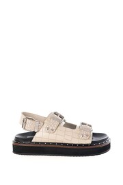 ASRA London Sami Croc Leather Studded White Sandals - Image 1 of 2