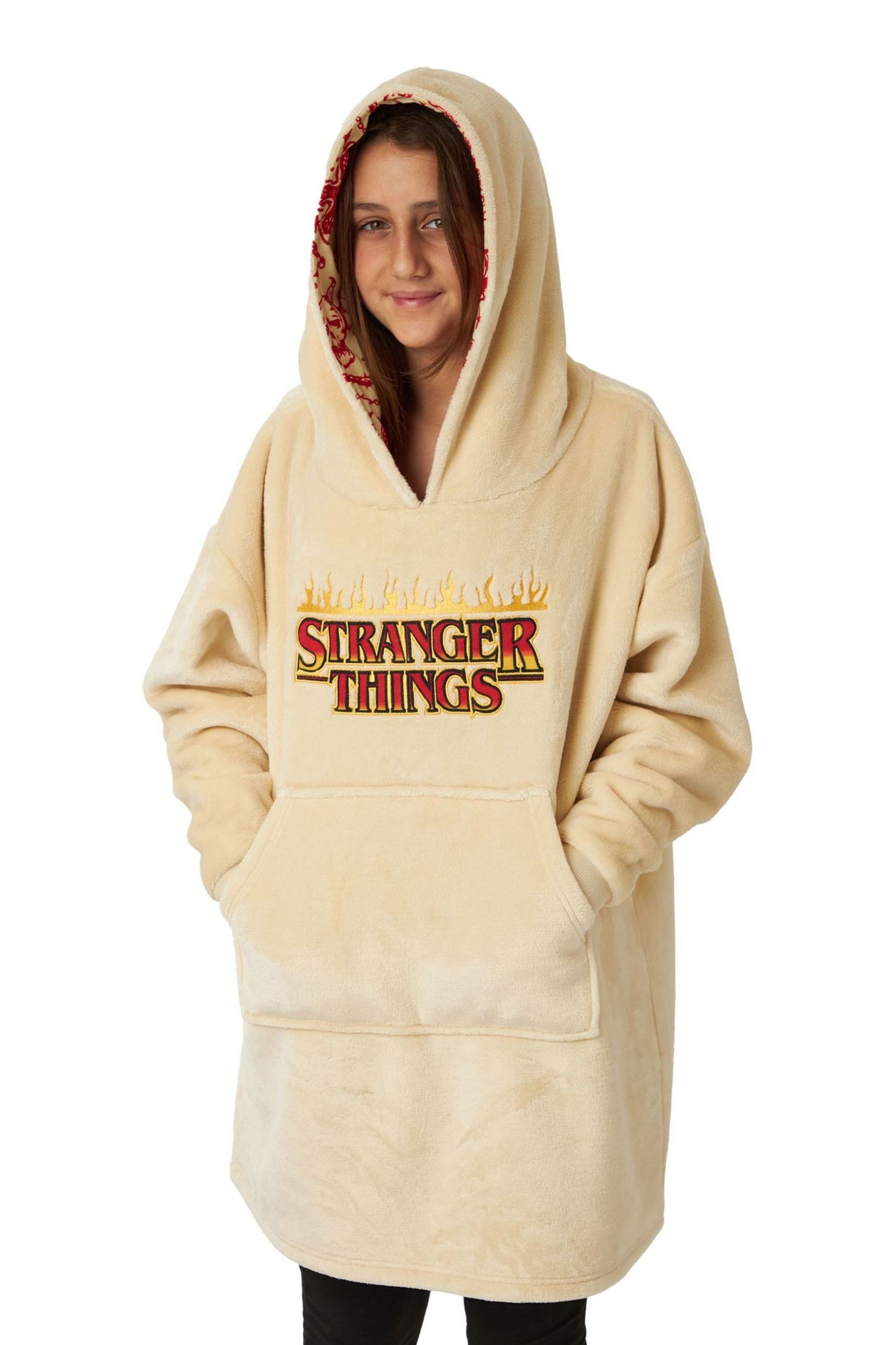 Buy Vanilla Underground Cream Stranger Things Kids Blanket Hoodie from Next Luxembourg