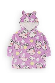 Vanilla Underground Purple Peppa Pig Kids Printed Fleece Blanket Hoodie - Image 1 of 6