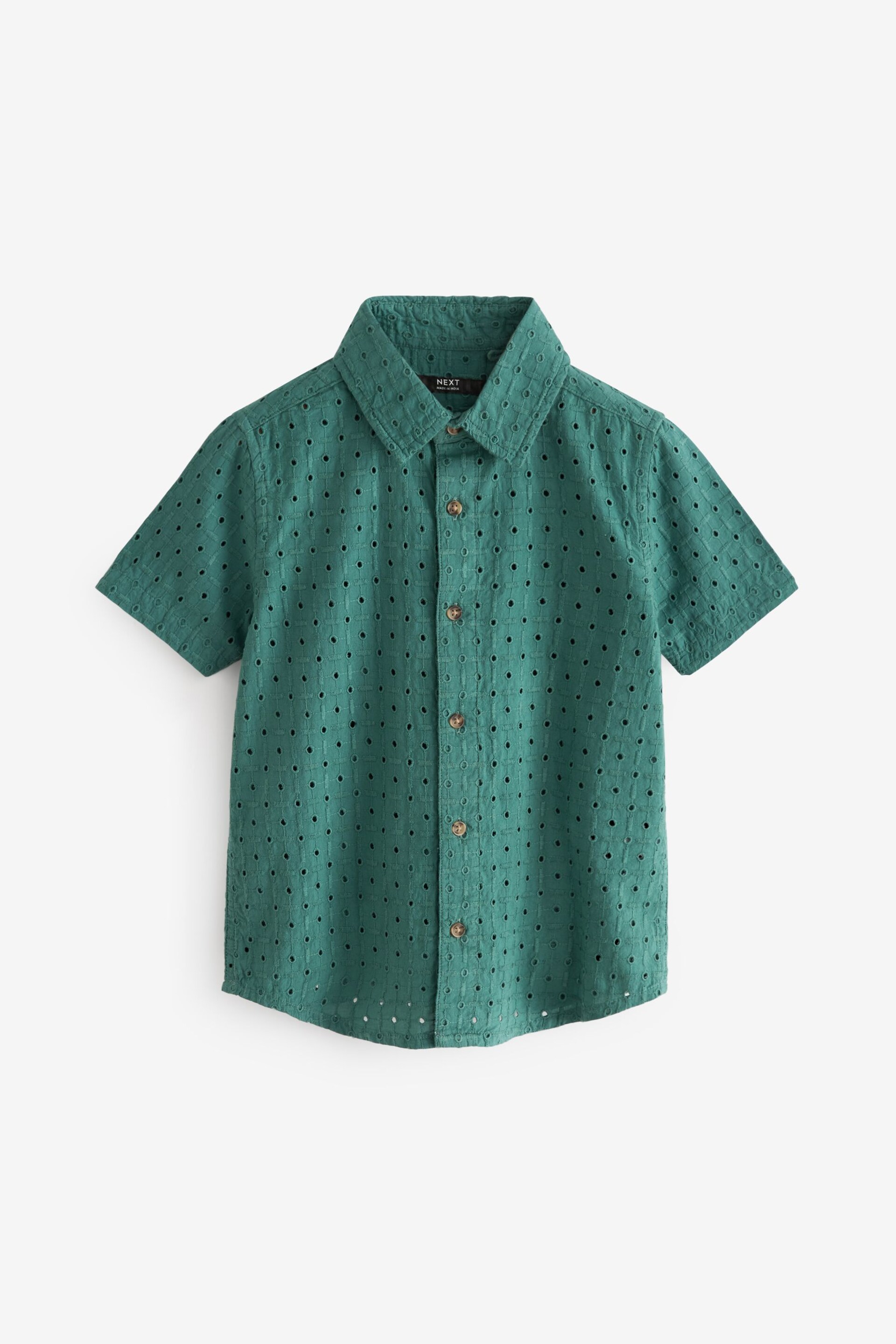 Green Short Sleeves Textured Shirt (3-16yrs) - Image 4 of 6