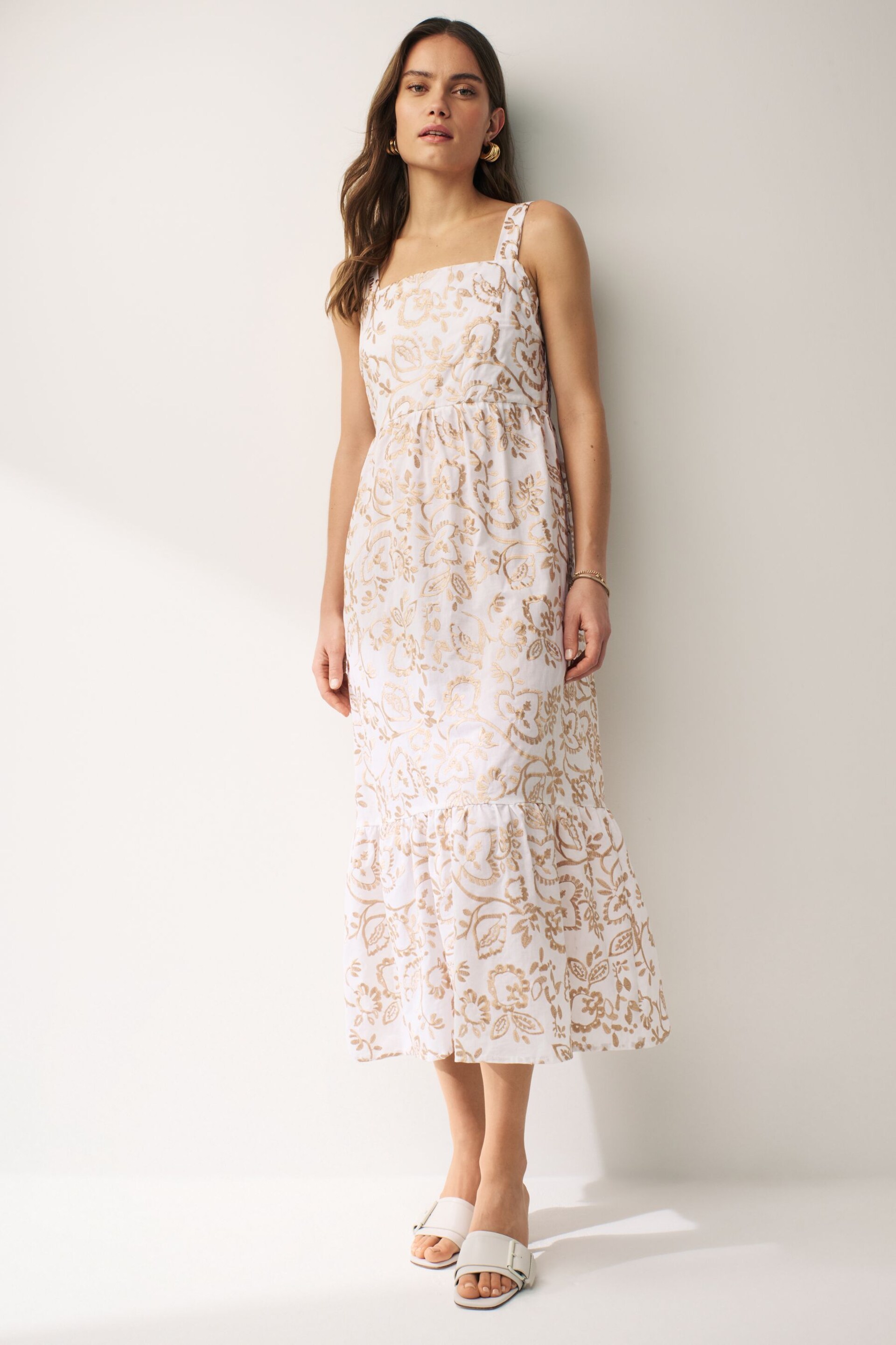 Emma Marella Midi Strap White Dress - Image 1 of 3