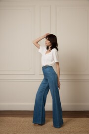 DONNA IDA Minnie The High Top Full Length Wide Leg Flare Blue Jeans - Image 3 of 5