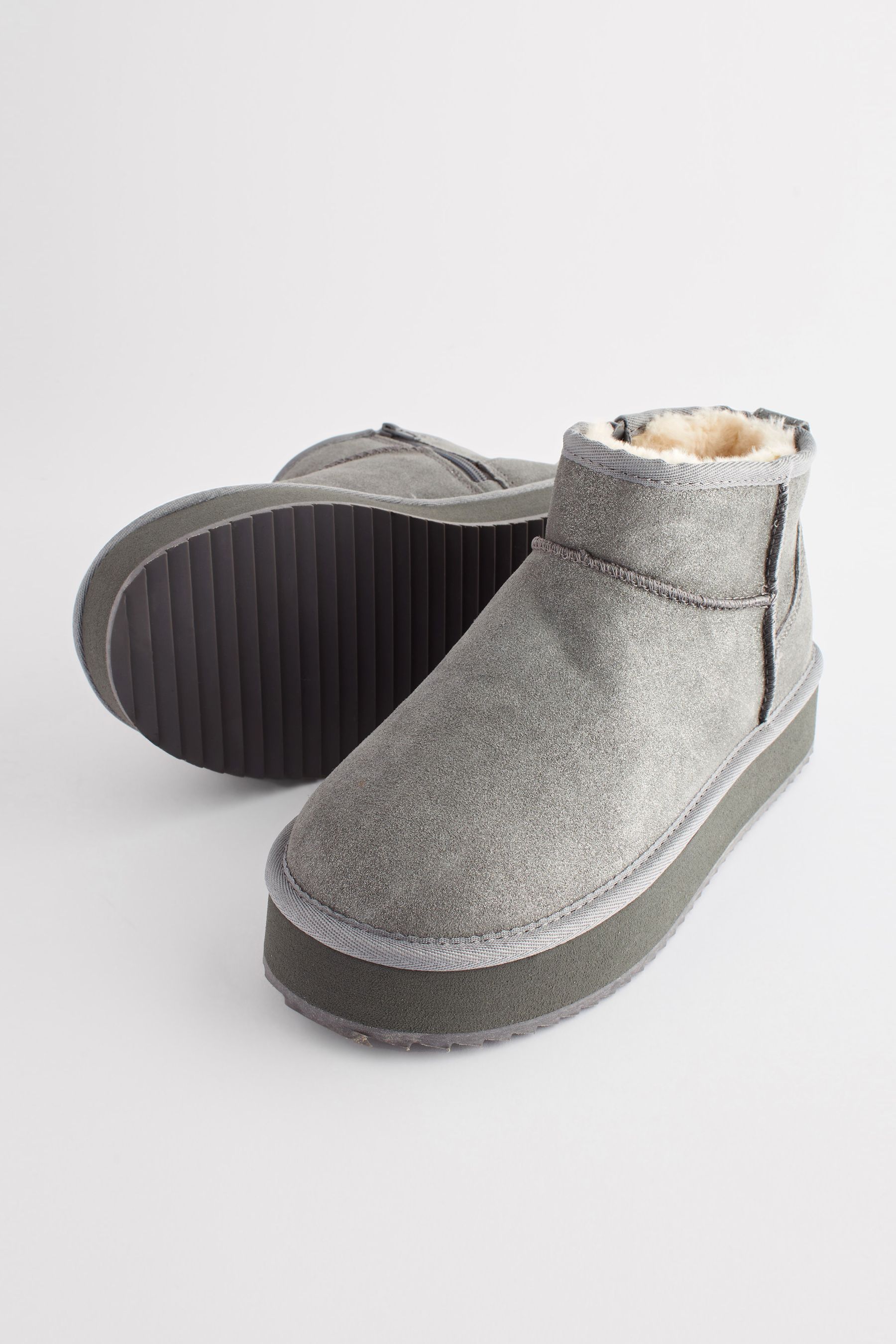 Buy Metallic Shower Repellent Faux Fur Lined Platform Boots from Next Luxembourg