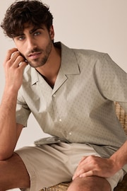 Sage Green Short Sleeve Shirt With Cuban Collar - Image 1 of 7