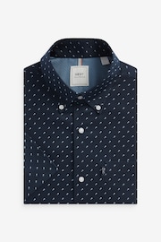 Navy Blue Easy Iron Button Down Short Sleeve Oxford Shirt - Image 2 of 7