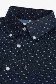 Navy Blue Easy Iron Button Down Short Sleeve Oxford Shirt - Image 3 of 7
