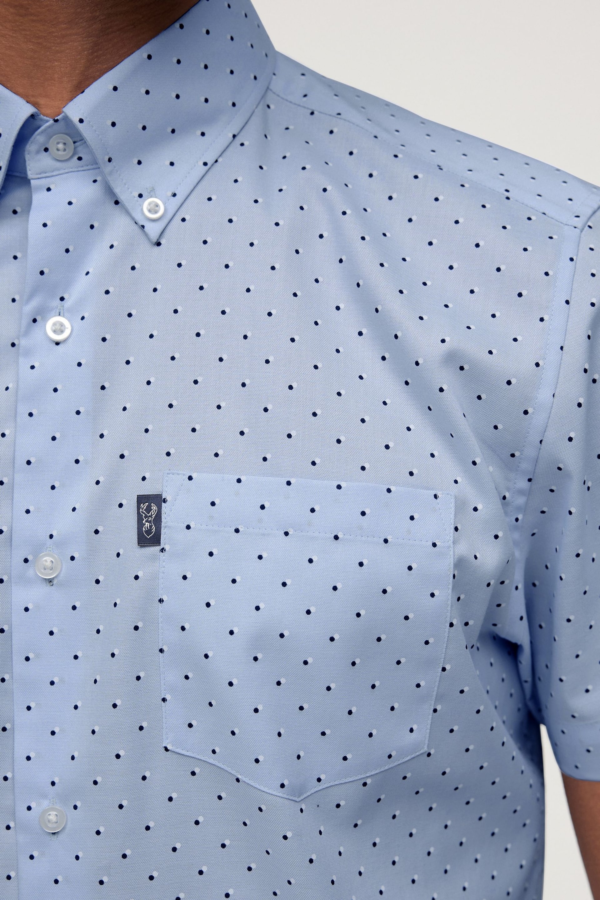 Light Blue Easy Iron Button Down Short Sleeve Oxford Shirt - Image 5 of 8