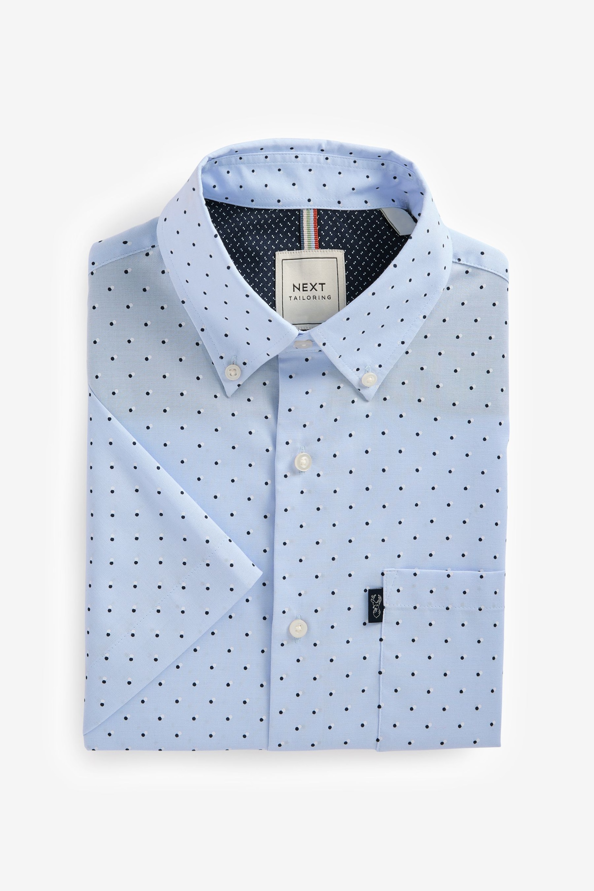 Light Blue Easy Iron Button Down Short Sleeve Oxford Shirt - Image 6 of 8