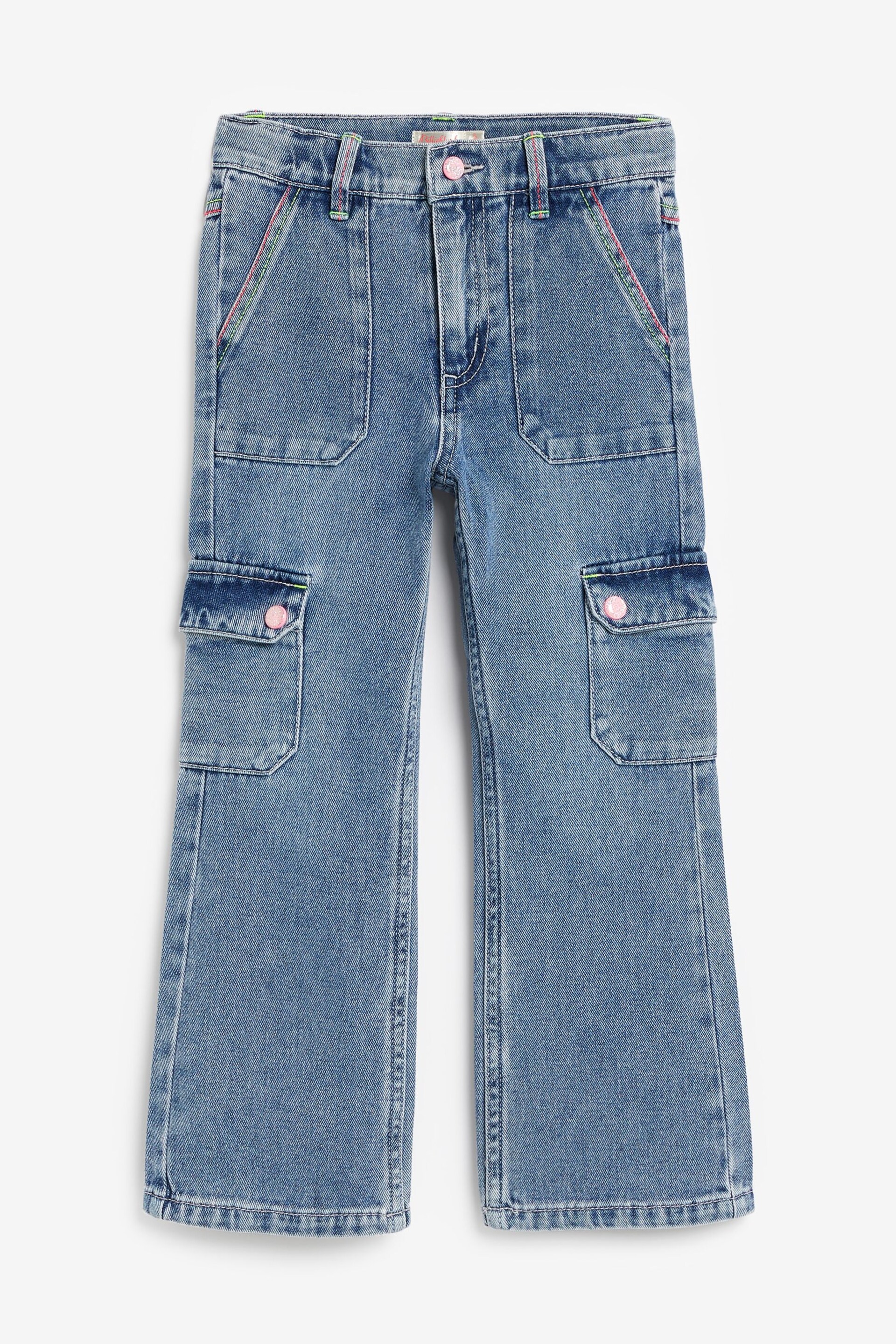 Billieblush Blue Denim Cargo Utility Wide Leg Jeans - Image 1 of 4