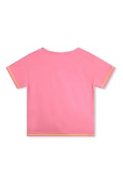 Billieblush Pink Glitter Heart Logo Cropped Tie Front T-Shirt - Image 2 of 3