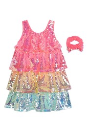 Billieblush Pink Colourblock Sequin Party Dress & Scrunchie Set - Image 4 of 5