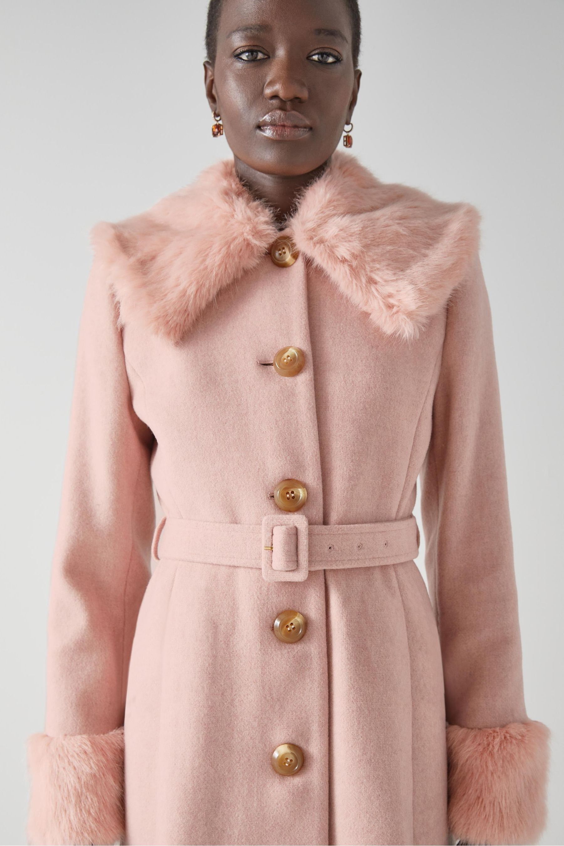 Buy LK Bennett Pink Bryony Italian Recycled Wool Coat from Next Luxembourg