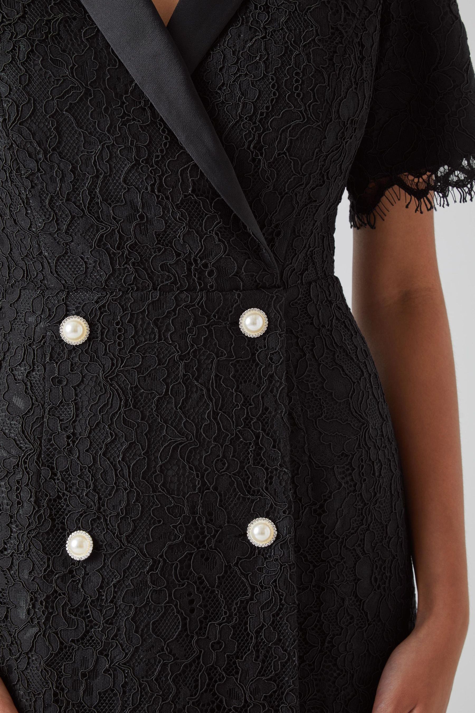 Buy LK Bennett Nathalie Lace Tuxedo Black Dress from Next Luxembourg