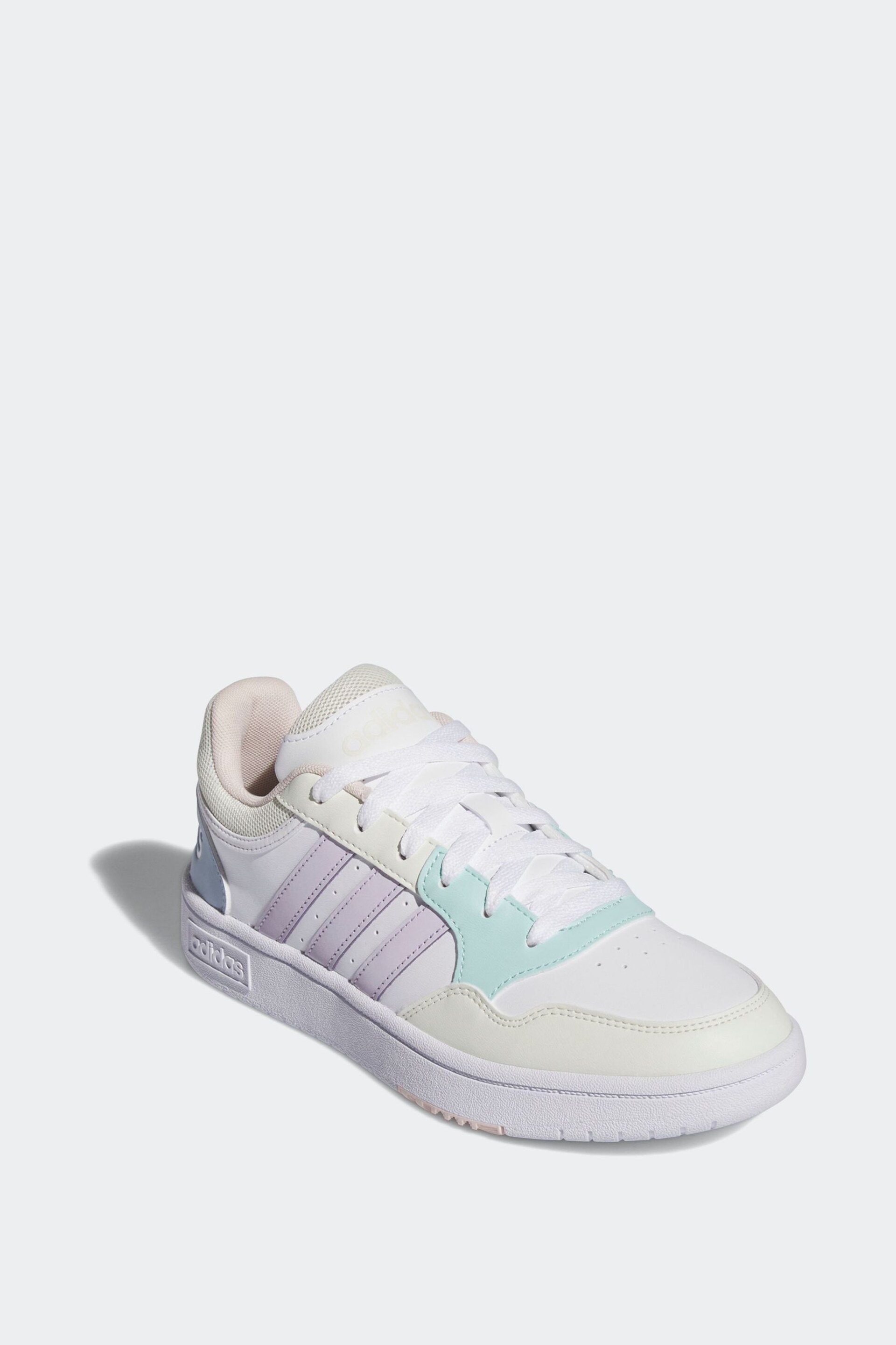 adidas Originals White/Aqua Hoops 3.0 Low Classic Trainers - Image 4 of 8