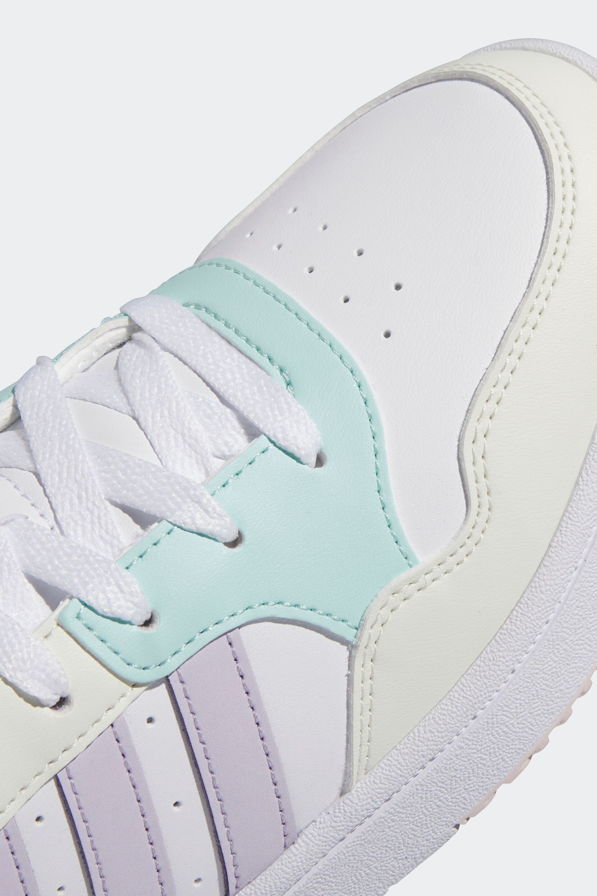 adidas Originals White/Aqua Hoops 3.0 Low Classic Trainers - Image 7 of 8