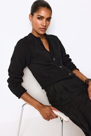 Black 100% Cotton Roll Edge Pocket Detail Cardigan - Image 1 of 6