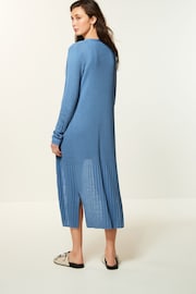 Bright Blue Longine Linen Rib Cardigan - Image 3 of 6