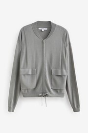Grey Zip Knitted Bomber Cardigan - Image 5 of 6