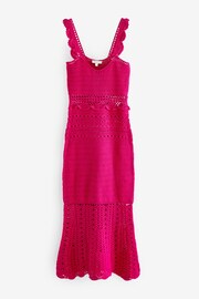 Pink Premium Hand Crochet Sleeveless Midi Dress - Image 5 of 6