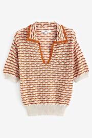 Orange Short Sleeve Stich Detail Polo Top - Image 5 of 6