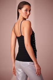 Black Sleeveless Embellished Vest Top - Image 2 of 5