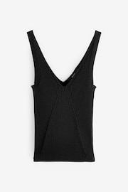 Black Sleeveless Rib Vest - Image 6 of 7