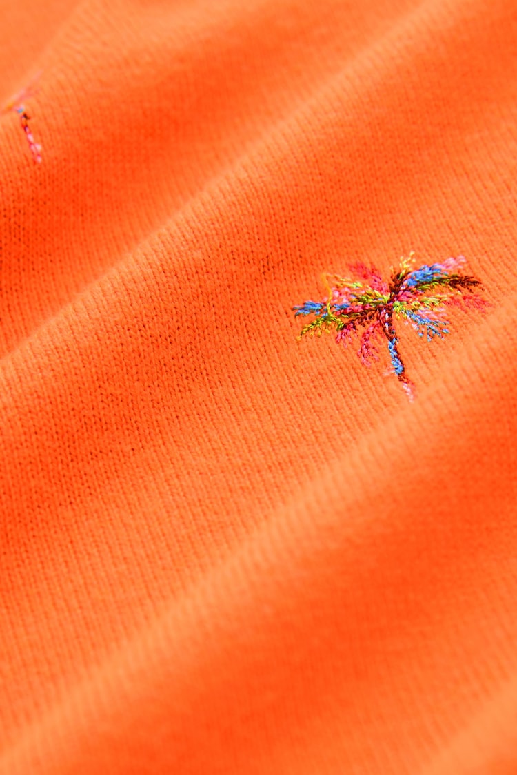 Orange Printed Crew Neck Short Sleeve Knitted Top - Image 5 of 5