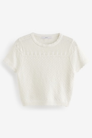 White Stitch Detail Knitted T-Shirt - Image 5 of 6