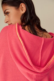 Coral Pink Button Neck Hoodie - Image 4 of 7