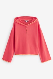 Coral Pink Button Neck Hoodie - Image 6 of 7