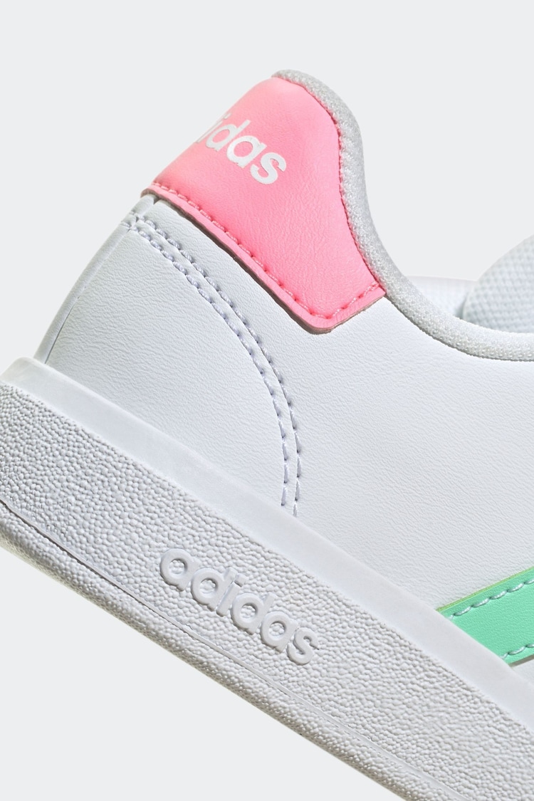 adidas White/Pink Grand Court Elastic Lace and Top Strap Trainers - Image 9 of 9