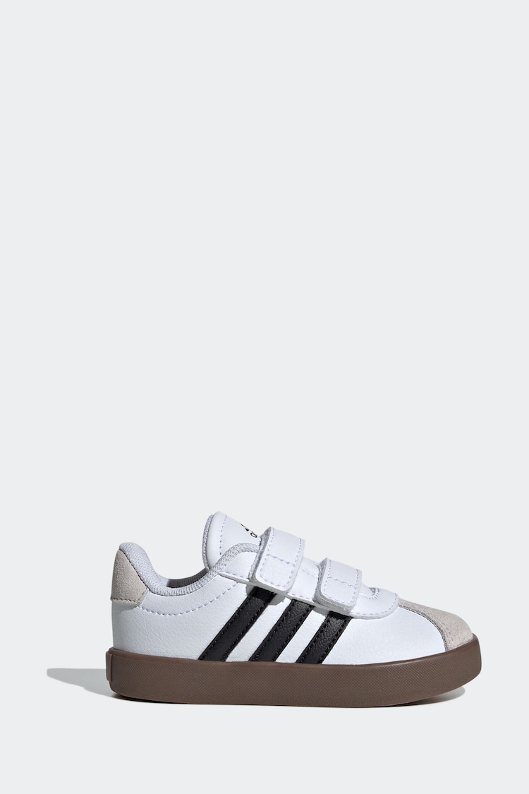 adidas White/Black VL Court 3.0 Hook and Loop Trainers - Image 1 of 9